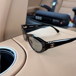 CHANEL Cat Eye Black Glasses Crystal CC 2025 Current rare